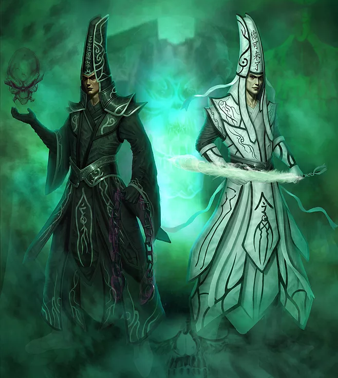 黑白无常是阴间的鬼仙,白无常名叫谢必安,人称「七爷」;黑无常名叫