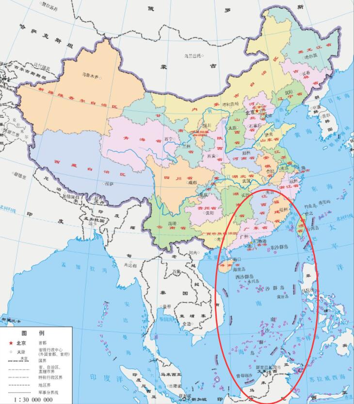 中国海洋分布示意图图片