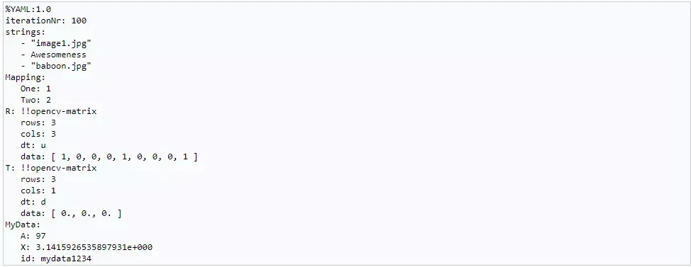 OpenCV1.8 使用XML和YAML文件实现文件的输入/输出