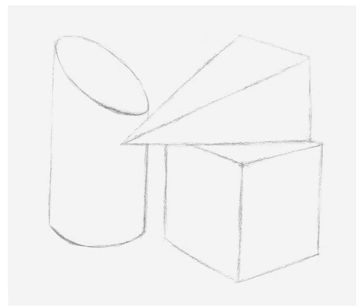 在绘制几何形体的结构素描时,应主要以物体的线条结构为主要的表现