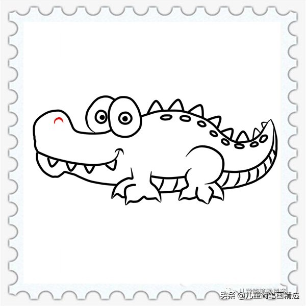 儿童简笔画精选-鳄鱼(Crocodile)的简笔画步骤