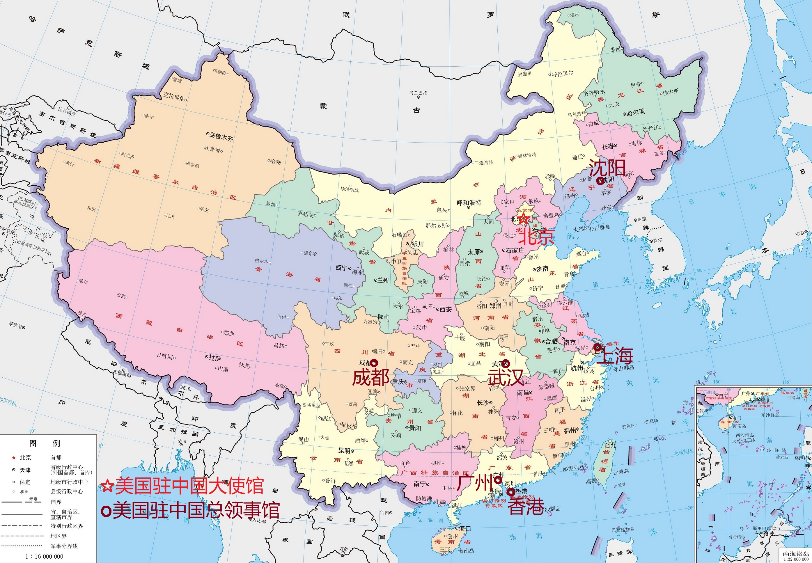 中国大使馆地图图片