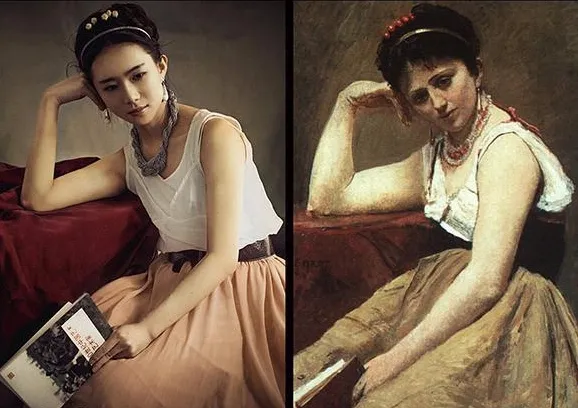 北大美女模仿世界名画拍摄的读书图！
