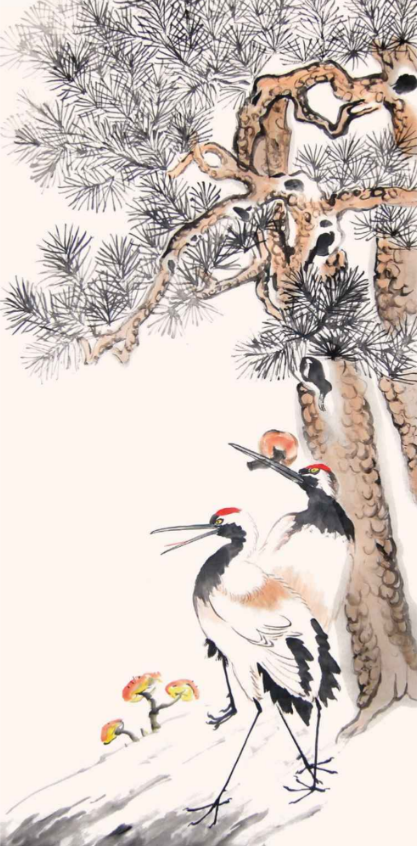 仙鹤和松树放在一起看着就是和谐