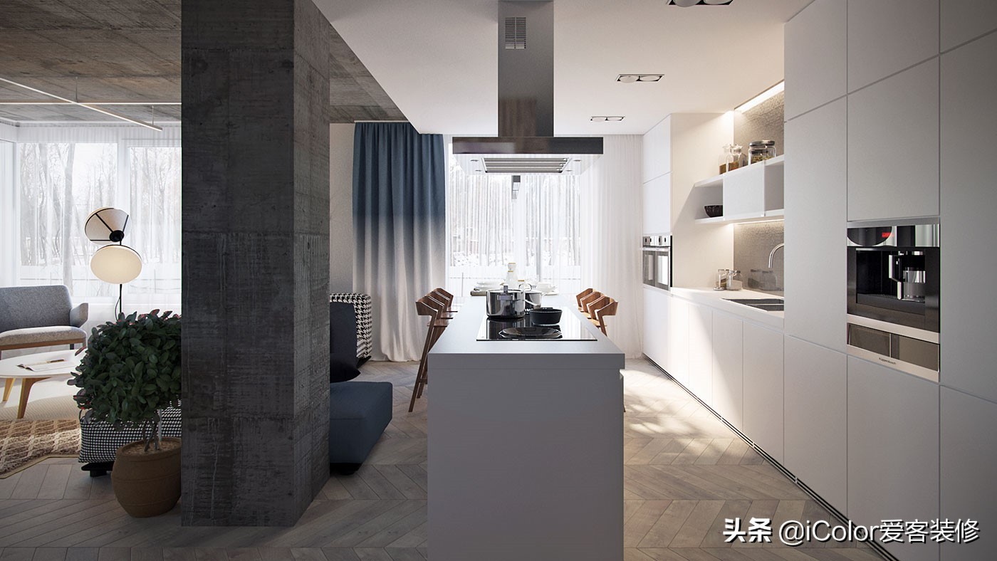 餐厅厨房一体化设计，小资轻奢厨房装修的心机，真高级