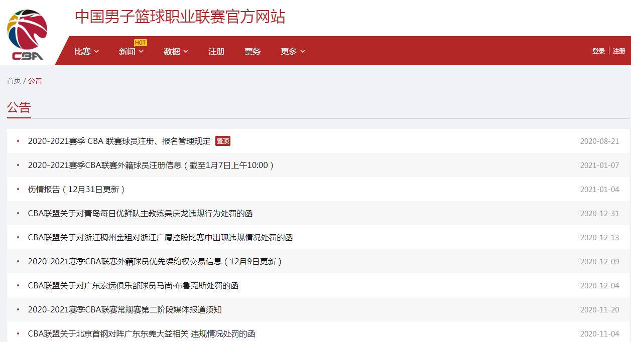为什么cba数据又不更新了(CBA官网的数据没更新，CBA官网的处罚也没有按时出现)