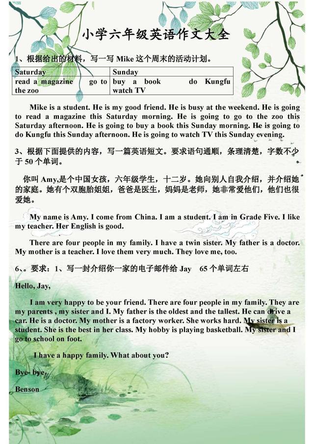 一年级英语作文大全 小学一年级英语作文范文10篇 乐到家网