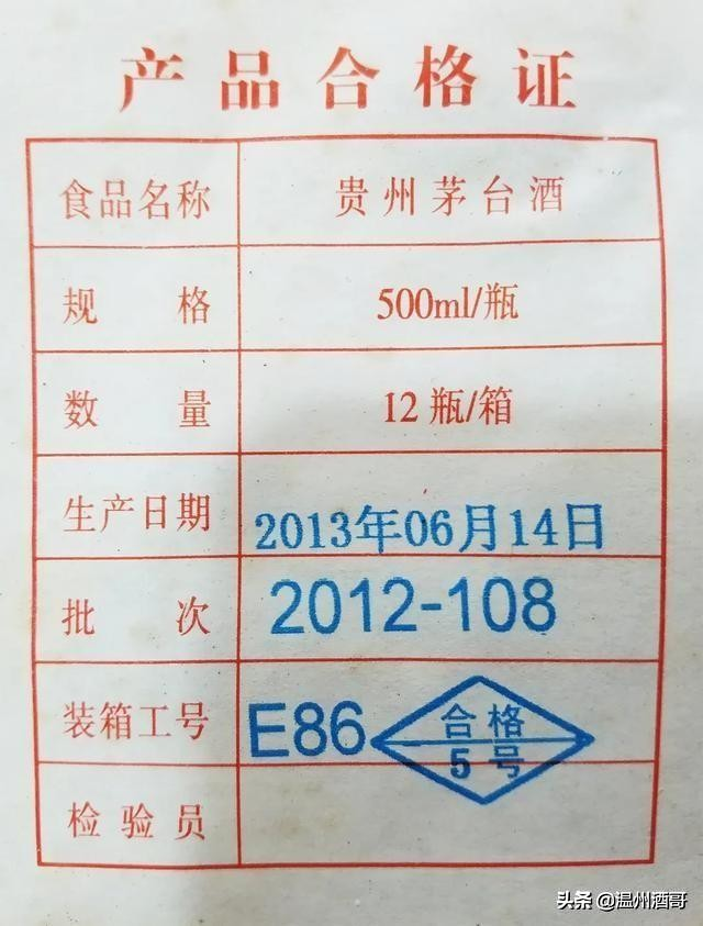 近40年茅台酒合格证大全