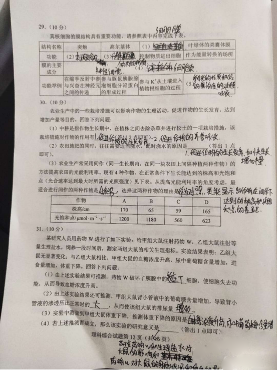 2020高考全国一卷Ⅰ试卷及参考答案（全科高清）