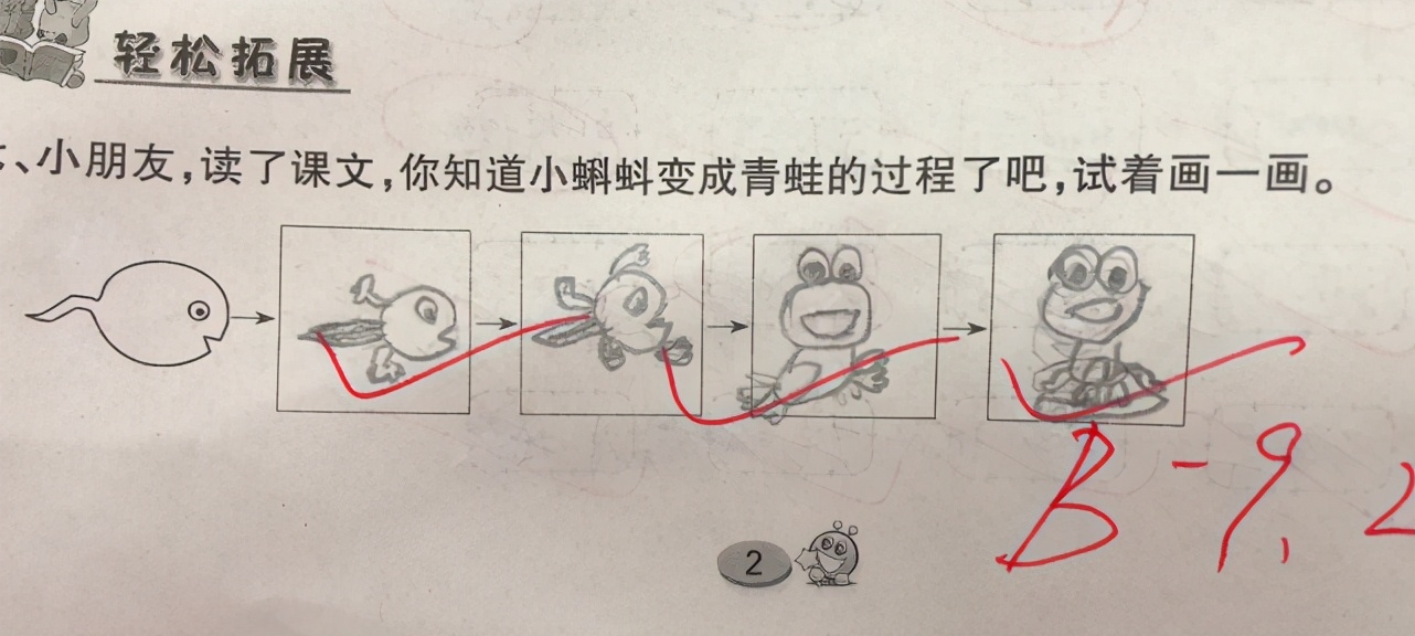 小学生在作业上画“青蛙”，老师看后一脸问号，网友：灵魂画手
