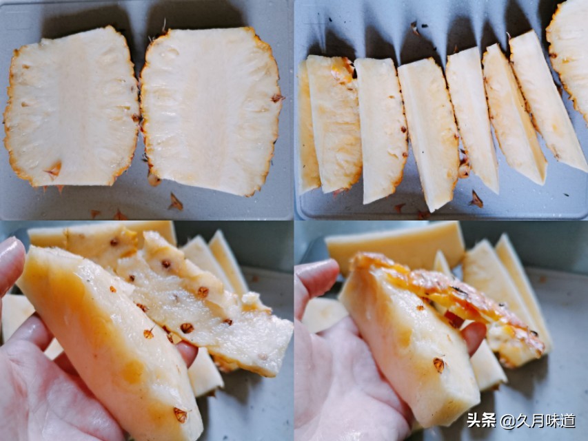 想吃菠萝不会切，教你简单一招，在家也能切出完整不破烂的菠萝块