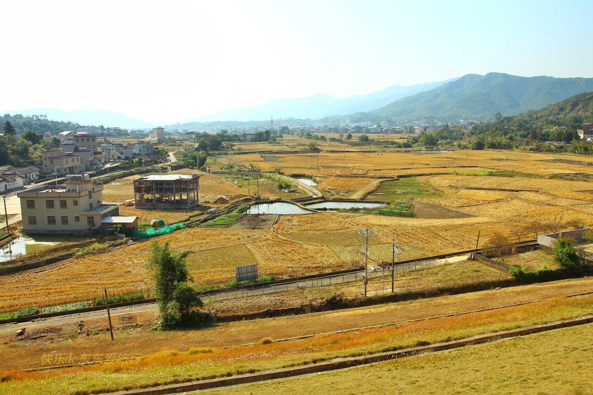 平远县东石镇,平远东石灵水村,一村两水库,稻田景也美-出走网