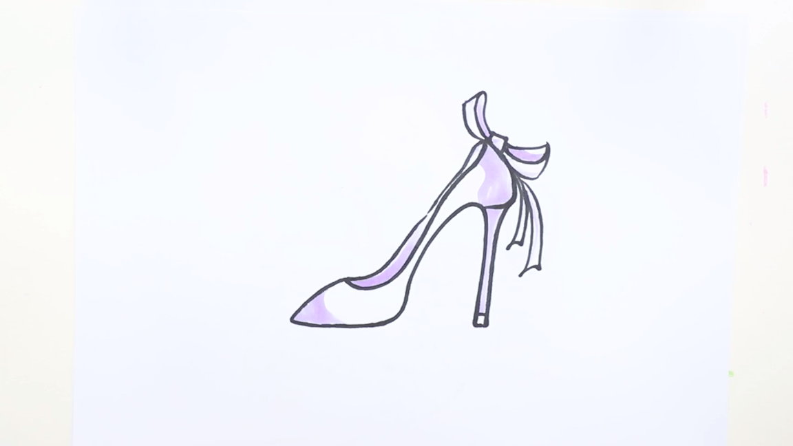 公主水晶高跟鞋怎么画
