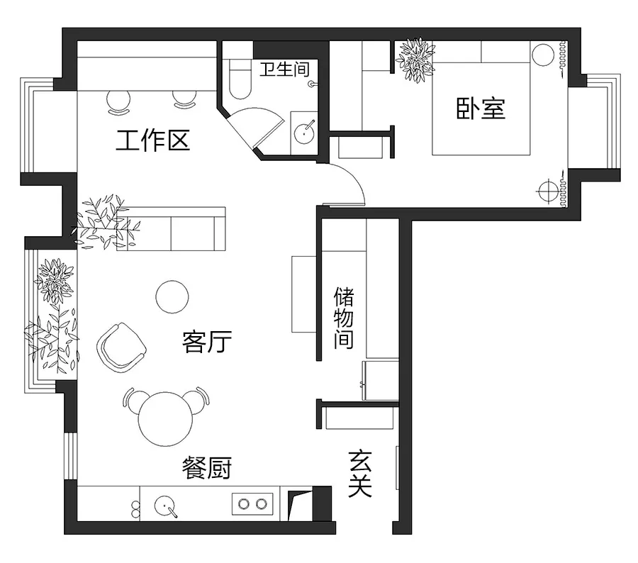 好牛!63㎡有绿树、工作区、储藏室!闺蜜:咋搞的,我也要
