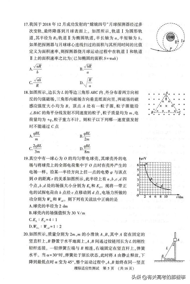 2019年河南省普通高中毕业班高考适应性测试（理综）