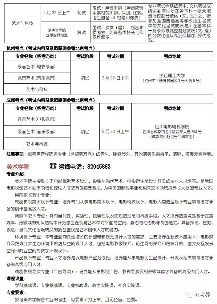 北京电影学院2019年艺术类招生简章（含分数线）