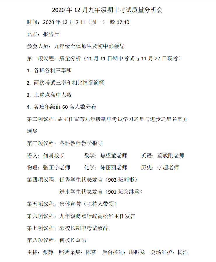 “千淘万漉虽辛苦，吹尽狂沙始到金”——期中考试质量分析会