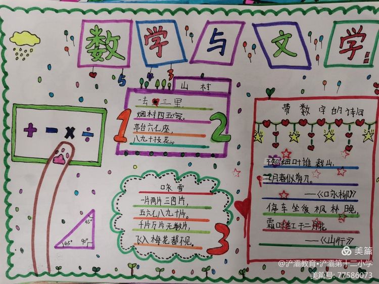 四年级数学实践活动——《数学与文学》手抄报