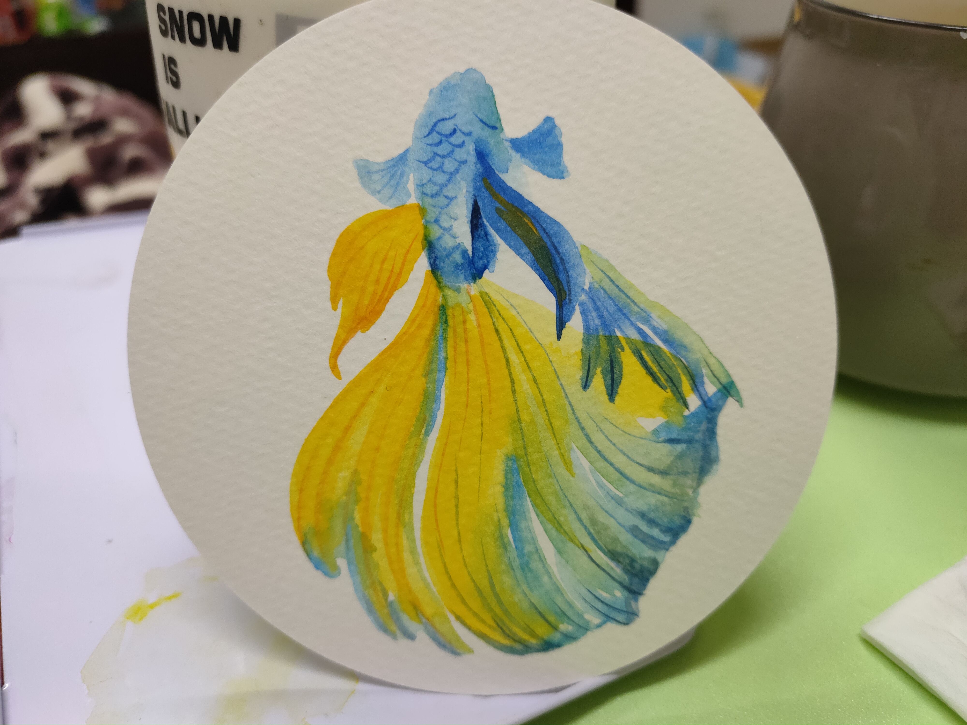 一学就会的水彩画，6步过程图教你画金鱼，你学会了吗？