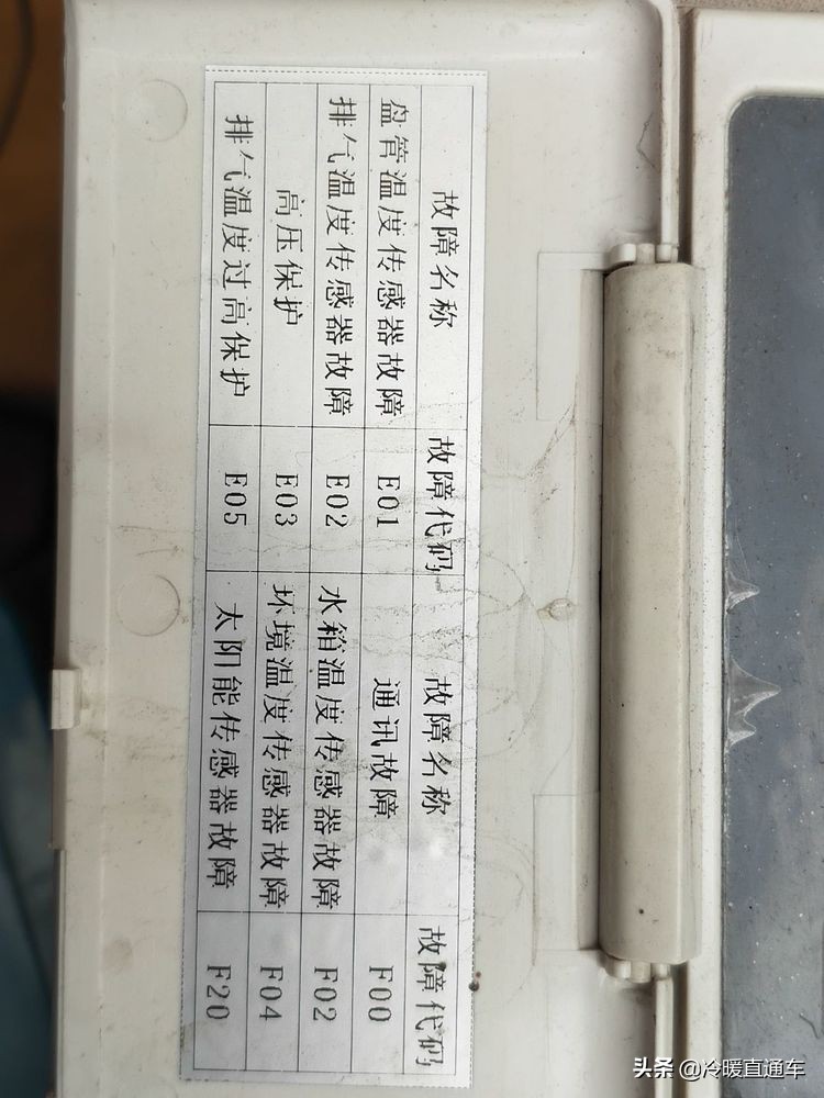 空气能故障代码