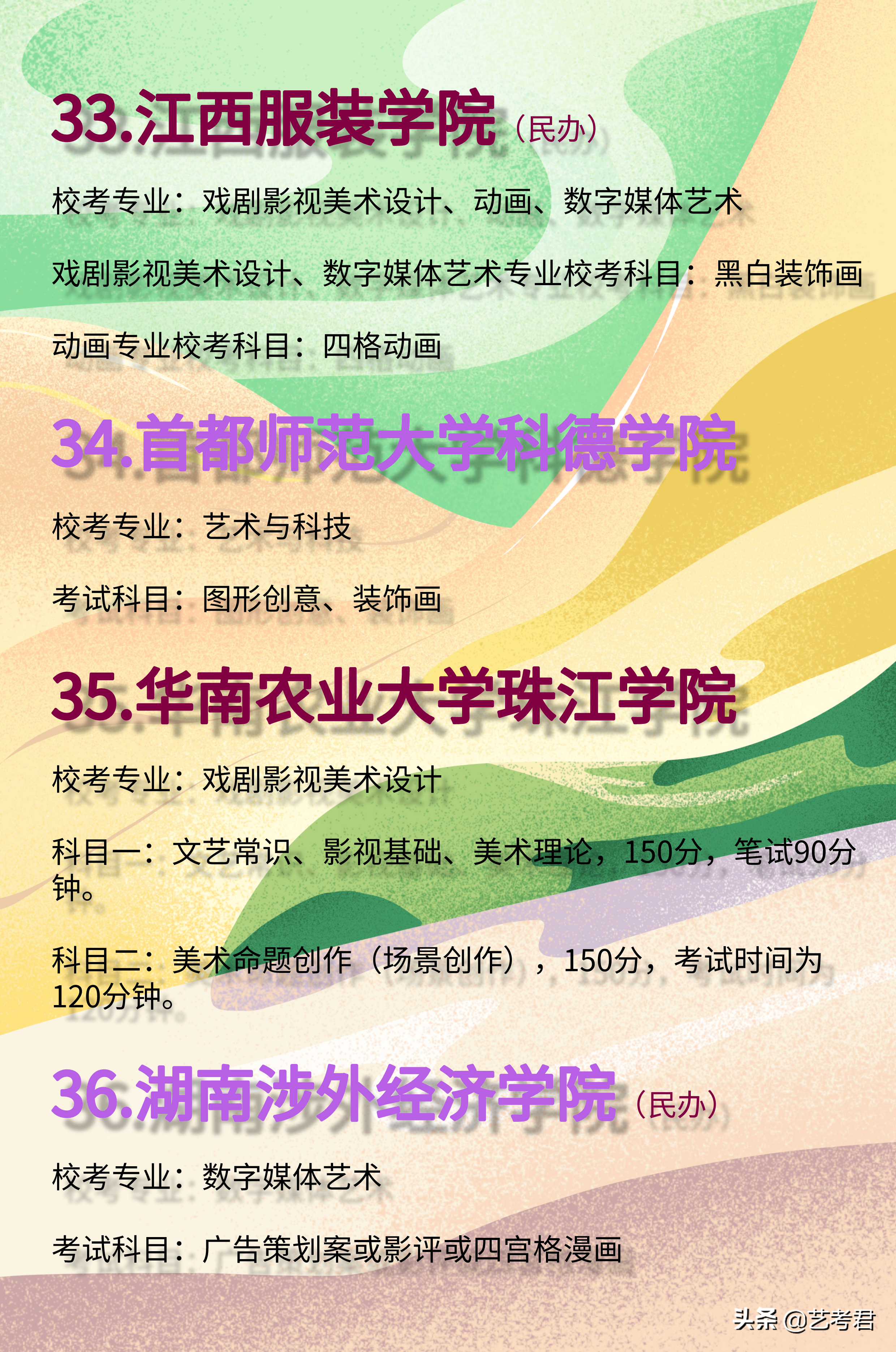 收藏！2021年40所美术校考名单汇总，详解校考方式及专业