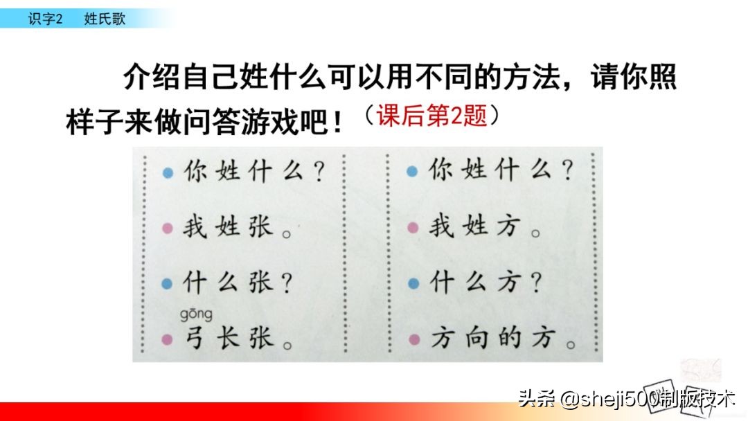 【预习】部编版一年级语文下册识字2《姓氏歌》知识点+图文讲解