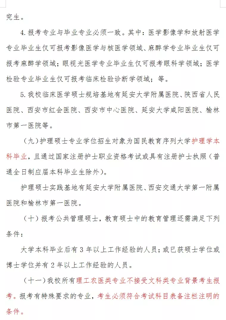 2020年延安大学研究生报考条件,护综自命题参考书目