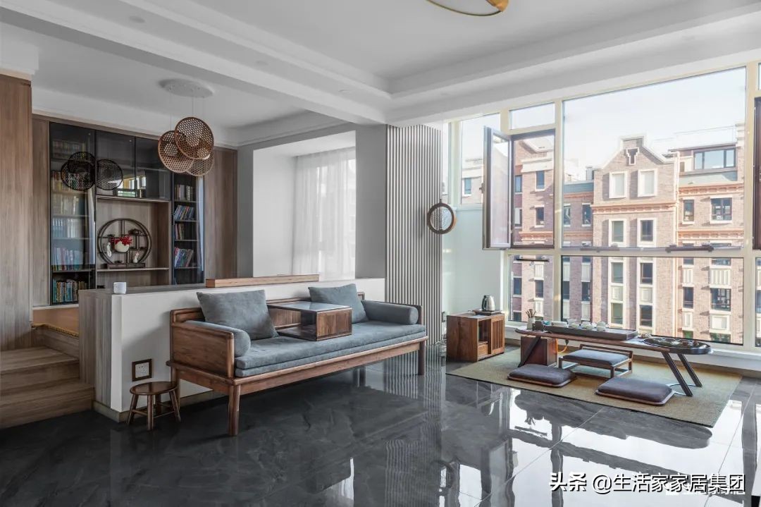 120㎡新中式，开放式书房、厨房更显宽敞，一家三口尽享诗意生活