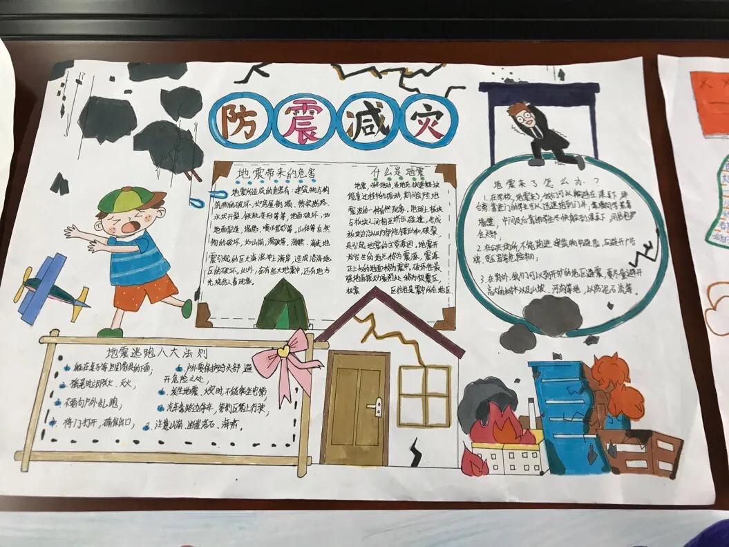 但家廟鎮中心學校開展防震減災手抄報比賽