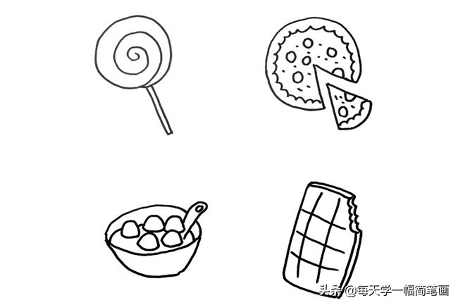 每天学一幅简笔画--卡通食物/甜品简笔画图片大全