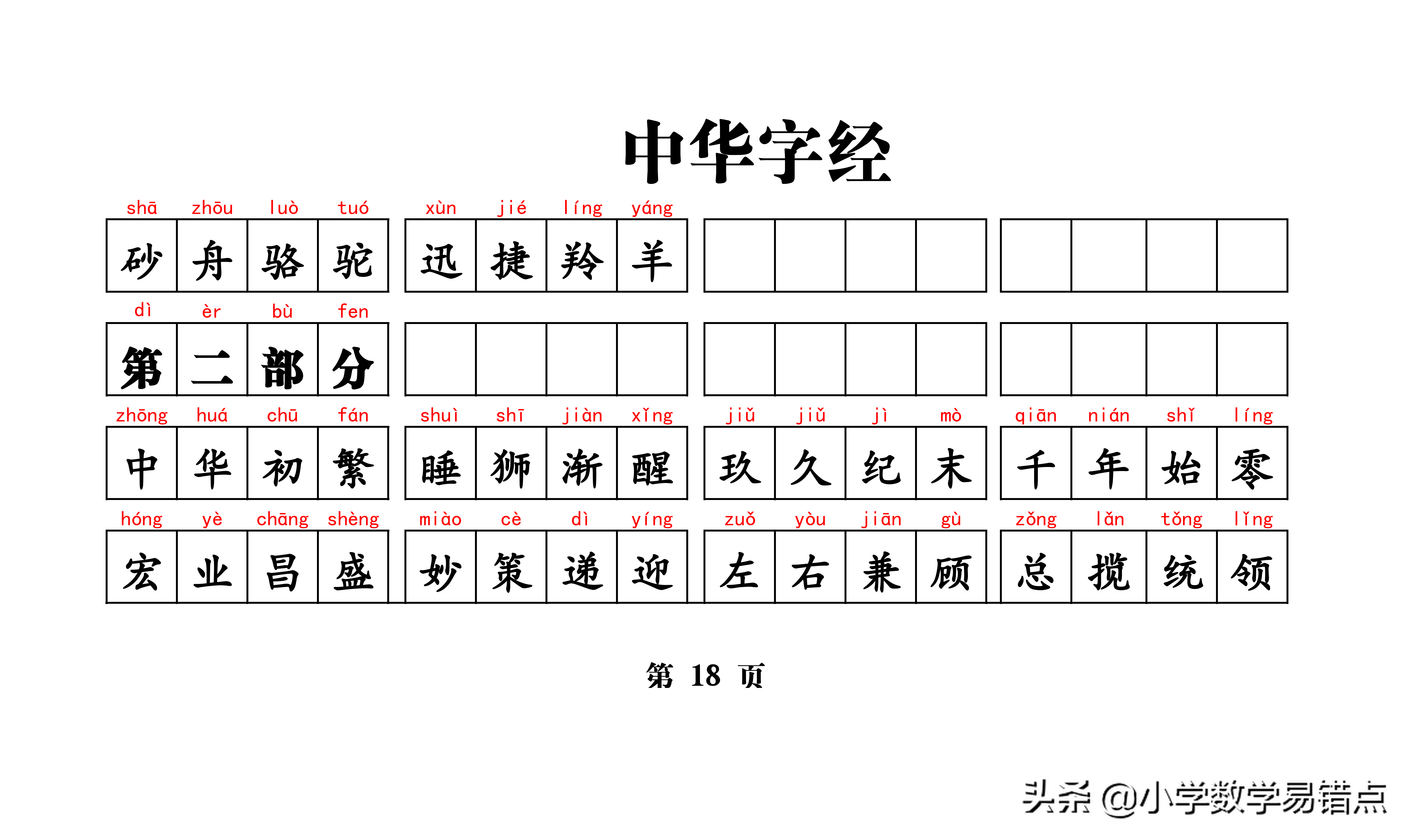 常用带拼音4000汉字《中华字经》4字一句，8字一韵，收藏好每天读