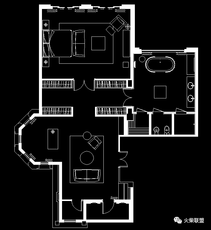 国内名师100套主卧平面格局CAD套图方案图库