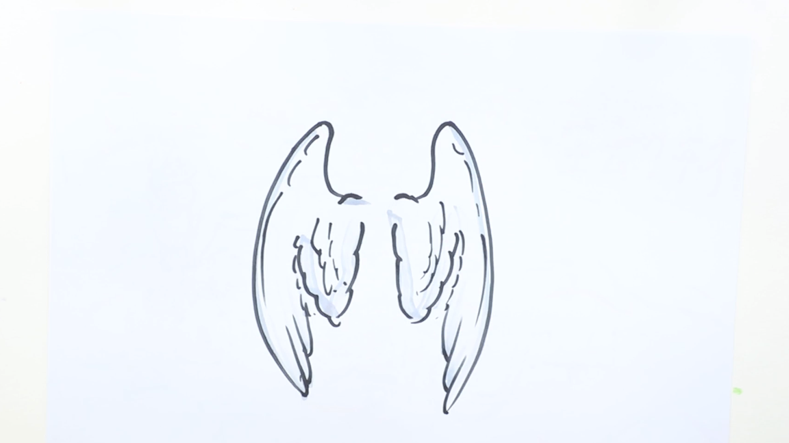 白衣天使翅膀绘画图片
