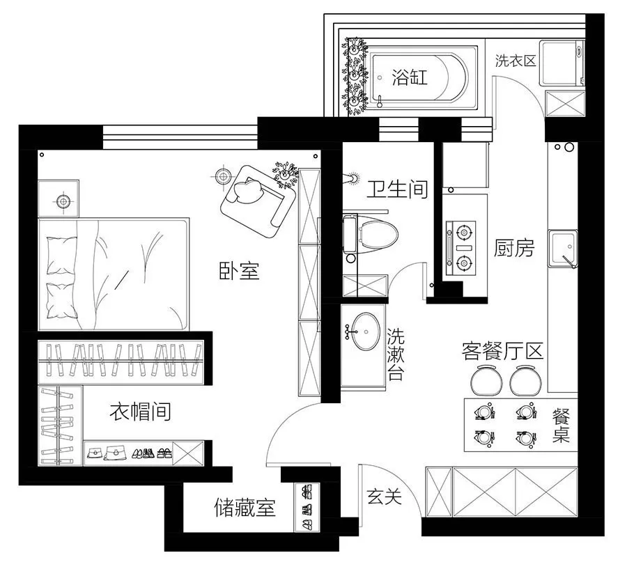 36㎡小户型公寓，有浴缸、衣帽间，还有北欧风格，太赞