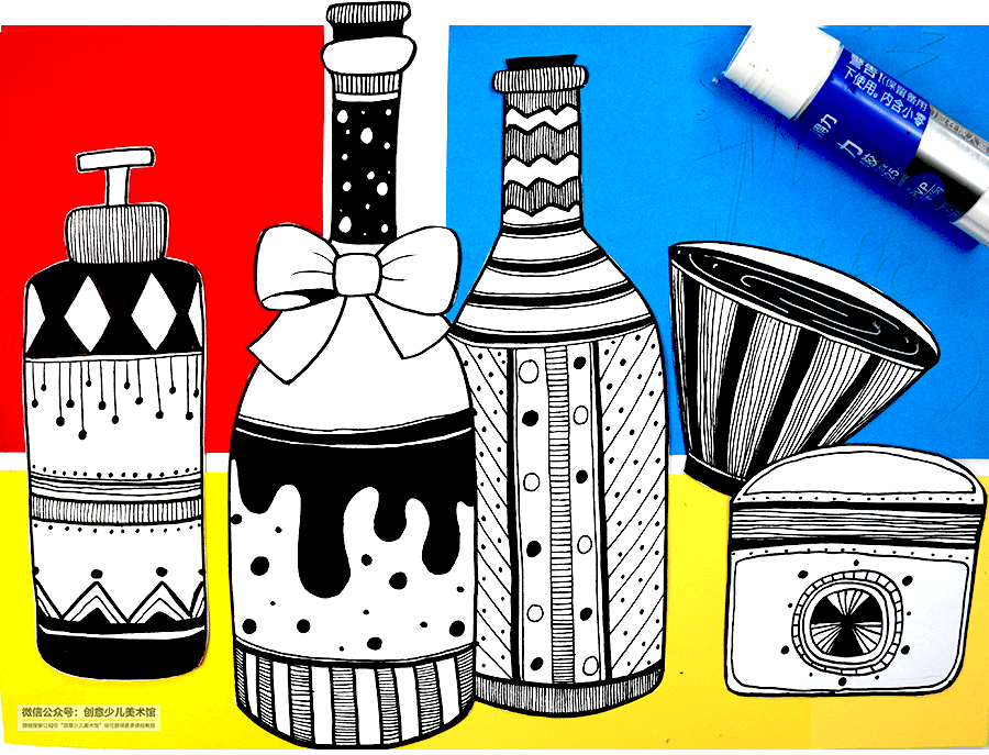 儿童画教程|绘本引导 趣味线描-记忆中的瓶子