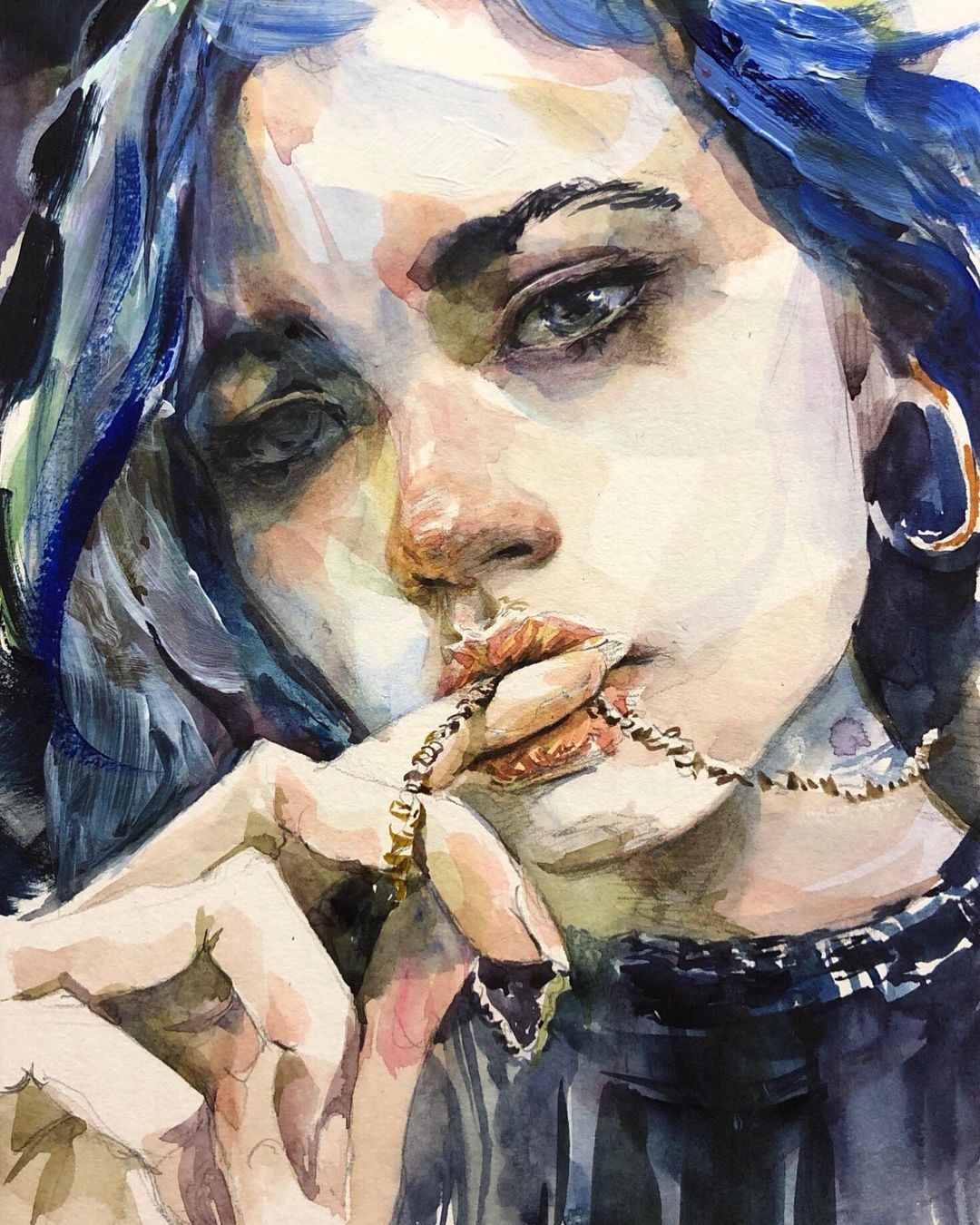 个性十足丨韩国水彩画家随意性的水彩画人物