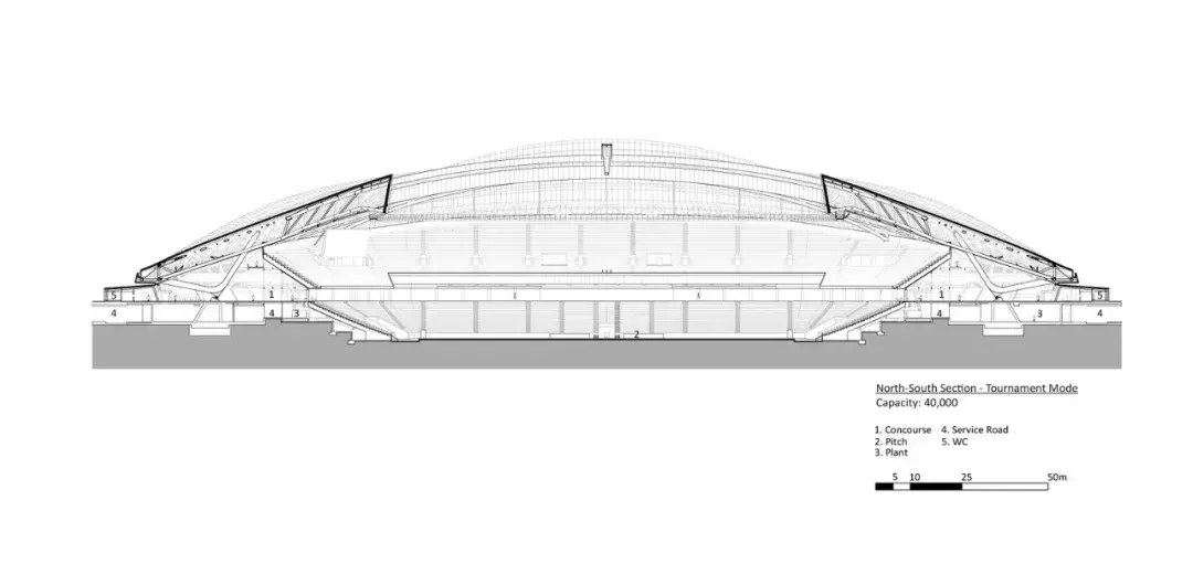 扎哈作品平面图(扎哈事务所新作‘2022年世界杯主赛场’，设计灵感源自单桅帆船)