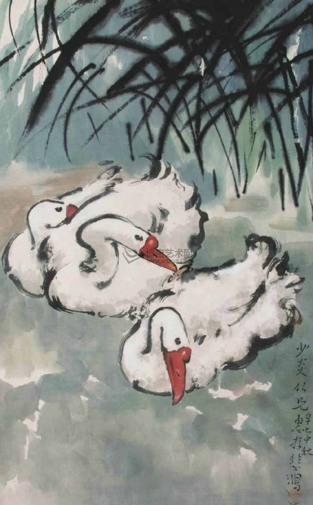 国画名家画鹅欣赏
