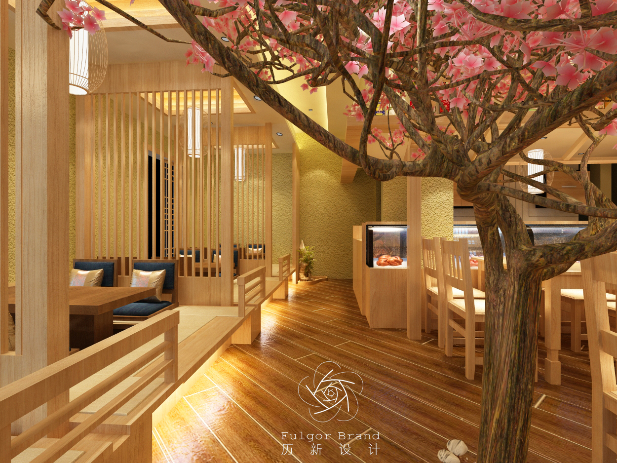 弥漫着樱花芬香的板友寿司日式料理店设计/历新设计