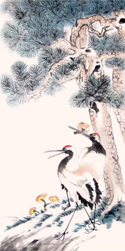 仙鹤和松树放在一起看着就是和谐