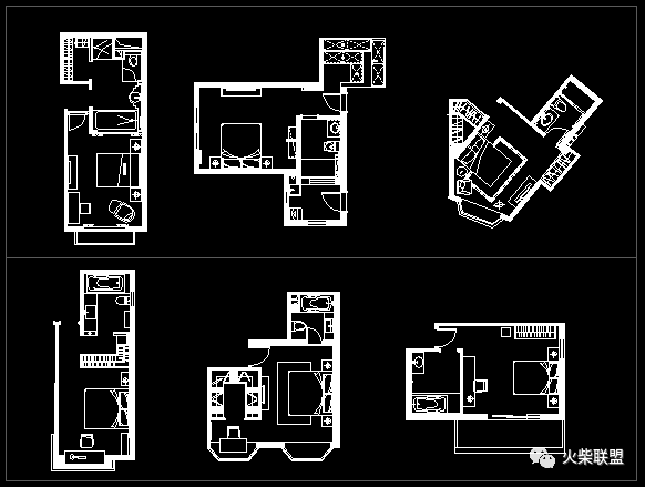国内名师100套主卧平面格局CAD套图方案图库