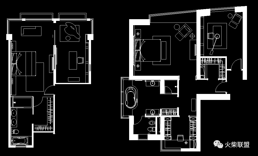 国内名师100套主卧平面格局CAD套图方案图库