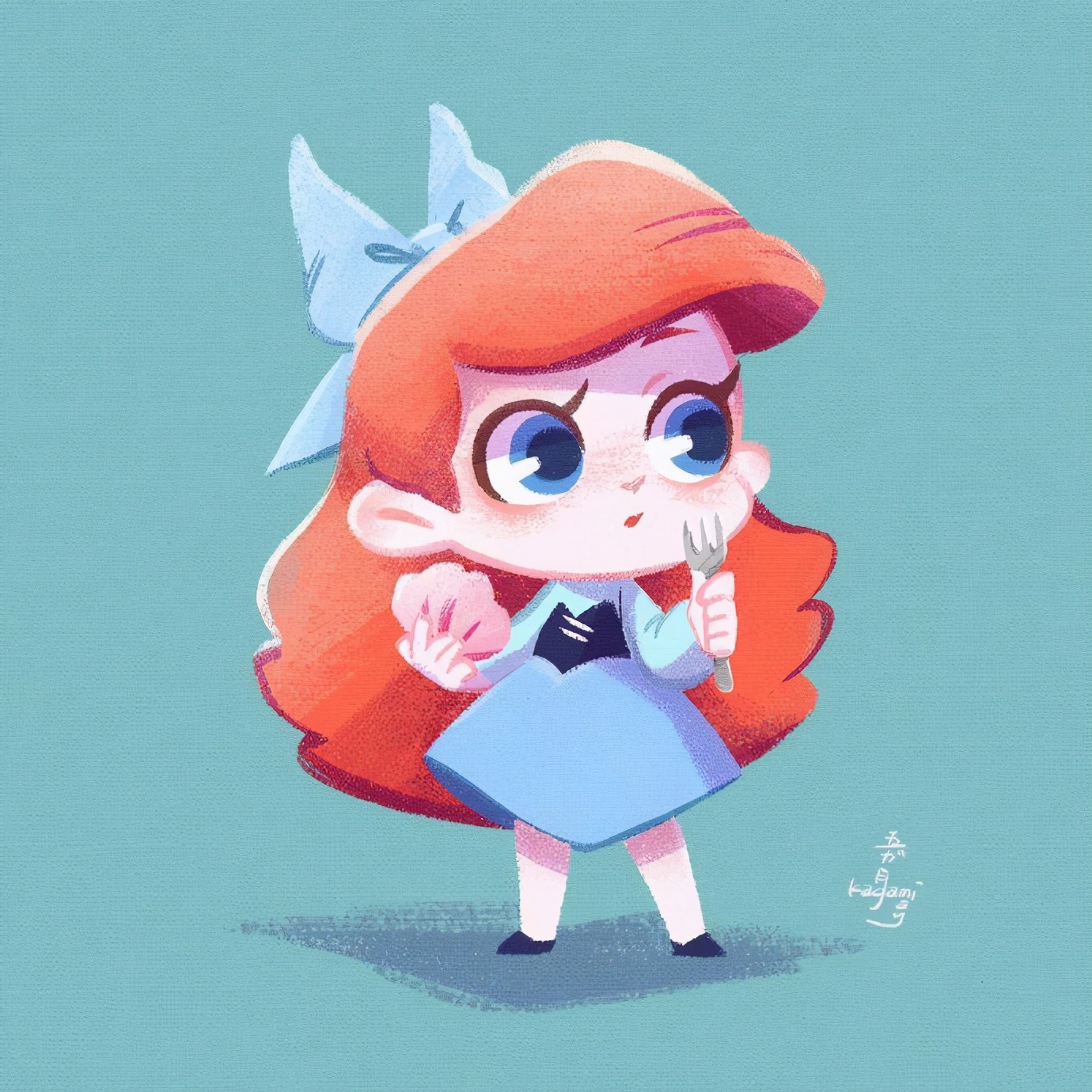 抱着自己头发的乐佩