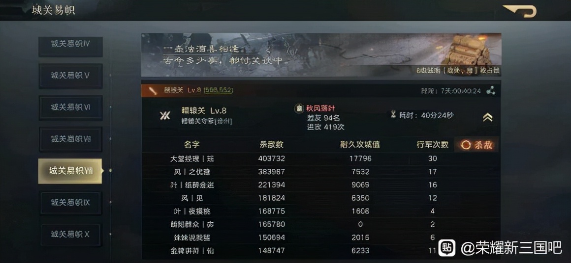 荣耀新三国战区史记 荣耀1017区记录贴