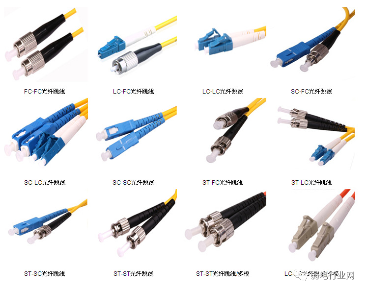 单模光纤(single-mode fiber):一般光纤跳线用黄色表示,接头和保护套