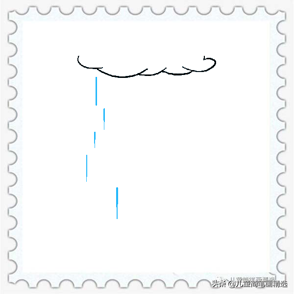 儿童简笔画精选【天气】-雨水（Rain）的绘画步骤