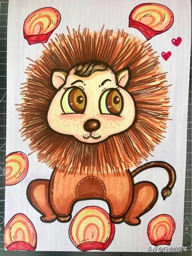 儿童画教程#爱吃肉的大狮子