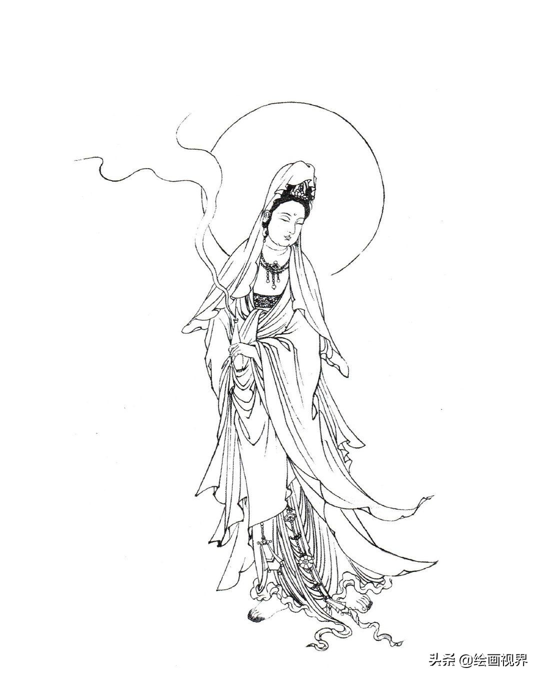 不会画白描线稿？其实画法很简单，老师都是这样画的，收藏学习