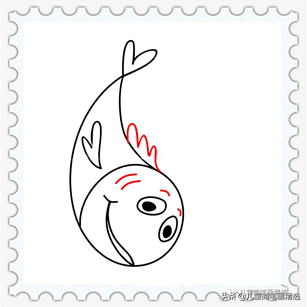 儿童简笔画精选-用数字 “6” 画一条可爱的小鱼（Fish）