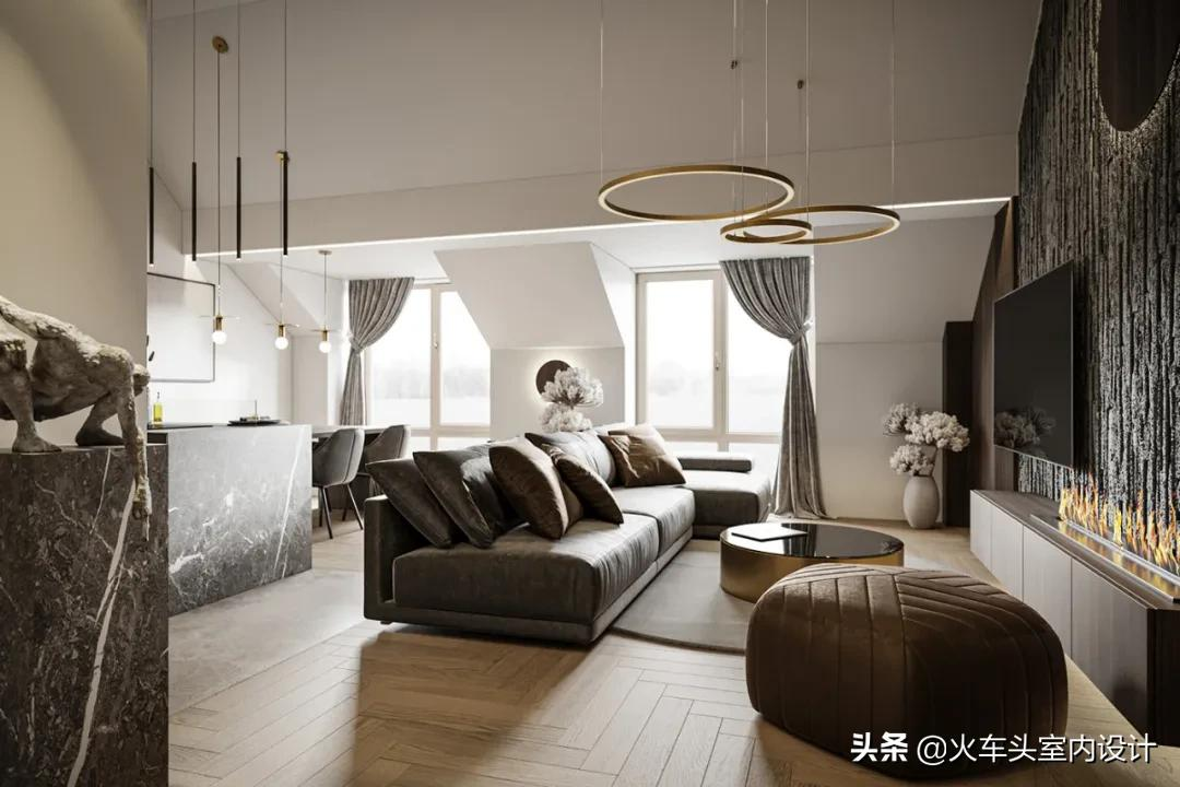 110㎡高级灰+黄铜，轻奢品味